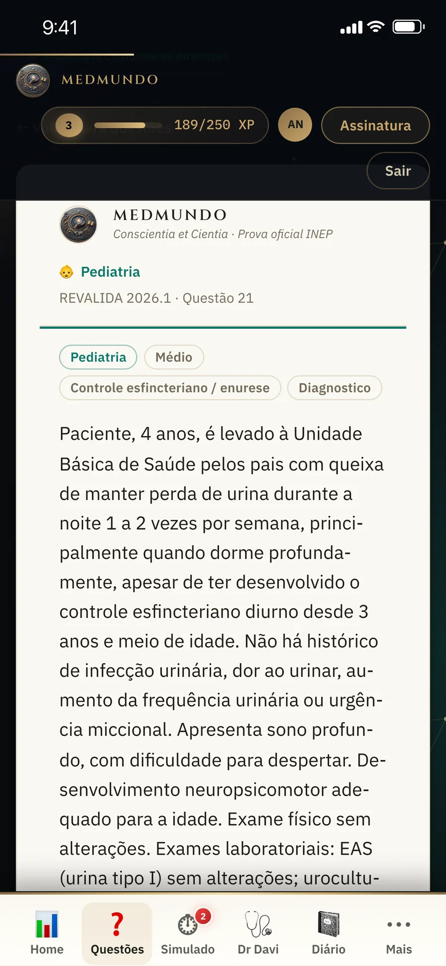 Questão real aberta no app MedMundo